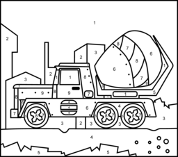 Concrete Mixer - Online Color by Number Page