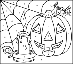 Halloween Candle - Online Color by Number Page