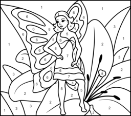 Butterfly Winged Fairy - Online Color by Number Page