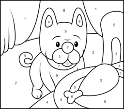 Puppy is Eating - Online Color by Number Page