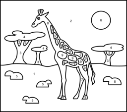 Giraffe - Printable Color by Number Page