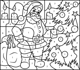 Santa Claus - Printable Color by Number Page - Hard