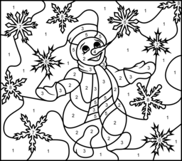 Snowmen - Printable Color by Number Page - Hard