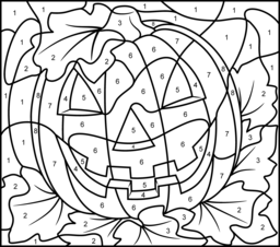 Halloween Pumpkin - Online Color by Number Page - Hard