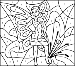 Butterfly Winged Fairy - Online Color by Number Page - Hard